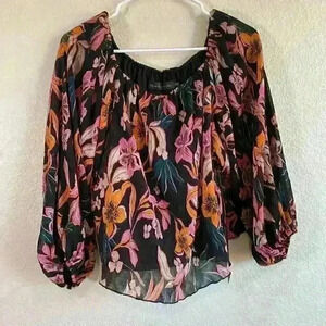 Revolve House of Harlow 1960 Celine Floral Multi Top Blouse Women Size M - NWT